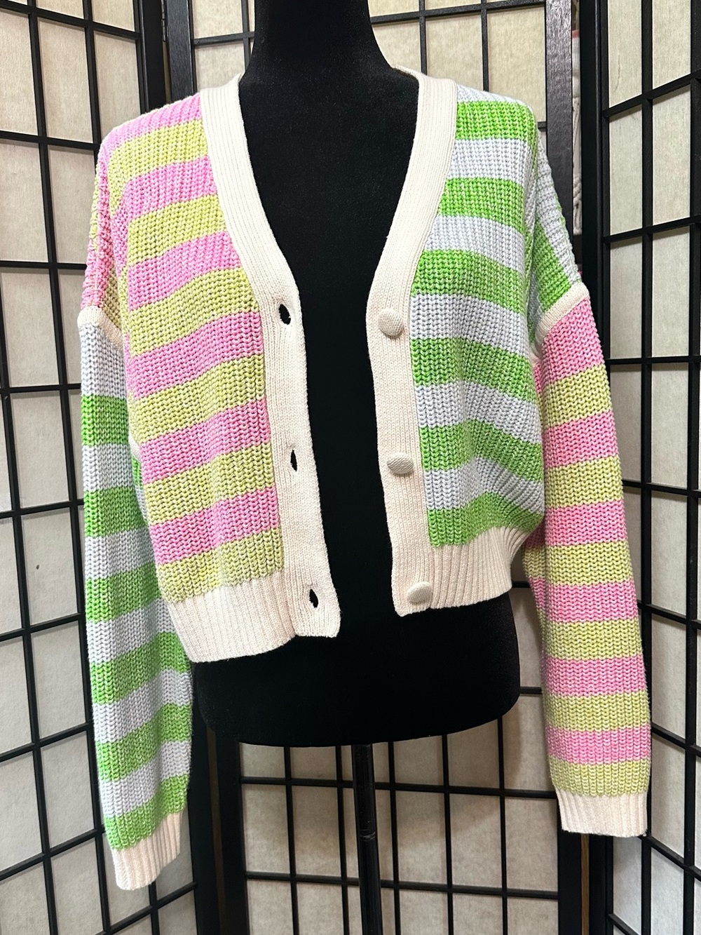 HUDSON GRAY Multicolor Striped Cardigan Sweater